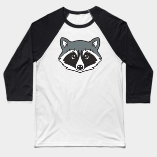 Kawaii Cute Raccoon Face Illustration Baseball T-Shirt